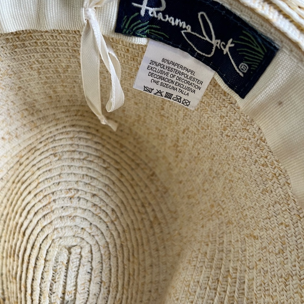 Panama Jack Paper Straw Floppy Sun Hat Colorful Braid - Picture 7 of 7